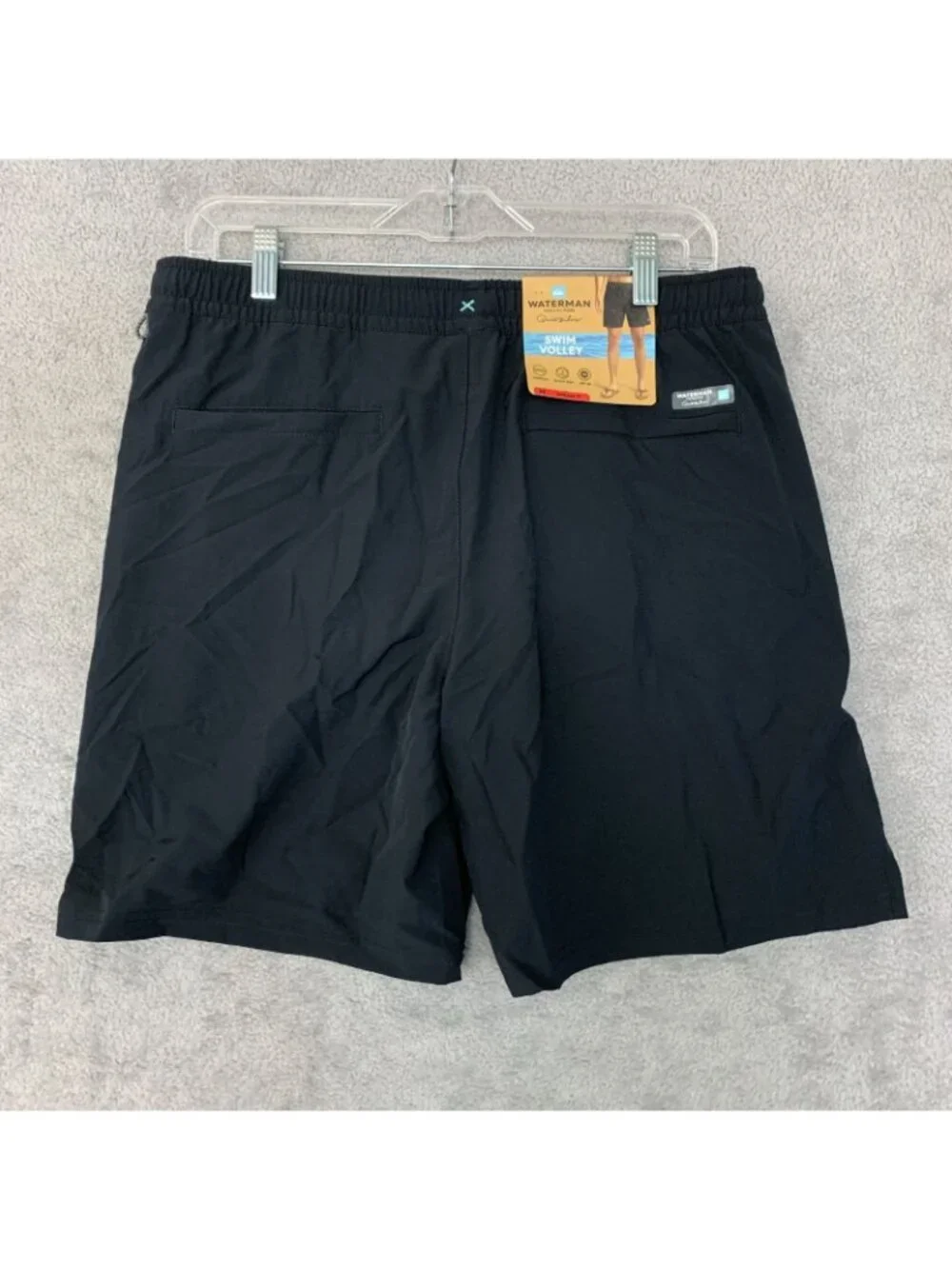 NWT Quiksilver Men's M Waterman Collection Swim Volley Shorts Black Stretch